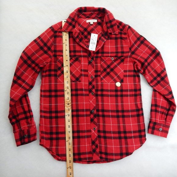 PacSun L.A Hearts Womens Plaid Long Sleeve Button Down Flannel Red Black Size XS - Picture 3 of 8